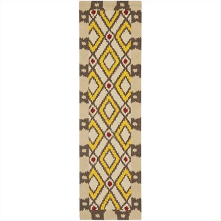 Safavieh 2 ft. - 3 in. x 6 ft. Runner- Indoor - Outdoor Four Seasons Beige And Yellow Hand Hooked Rug FRS455E-26